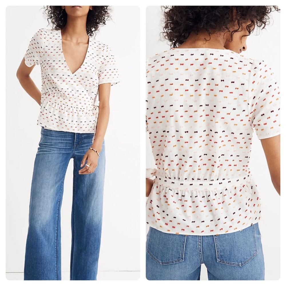Madewell Ruffle-Hem Wrap Top in Clipdot